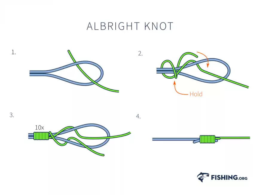 how to tie fishing knots, albright knot